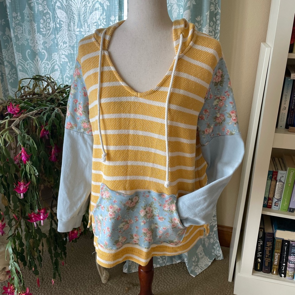 yellow patchwork beachy hoodie